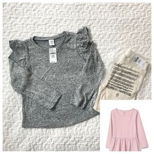 Gap Girls Softspun Ruffle Top, Peplum T-shirt, and Cotton Stretch Leggings